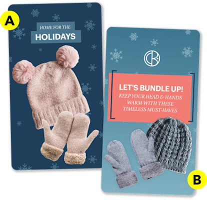 Snap ad of beanies and mittens