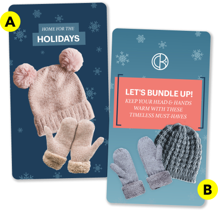 Snap ad of beanies and mittens