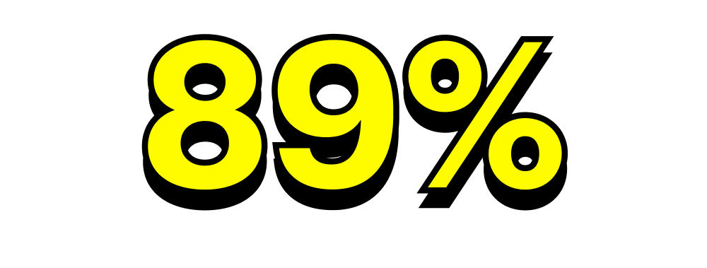 The number eighty-nine percent displayed.