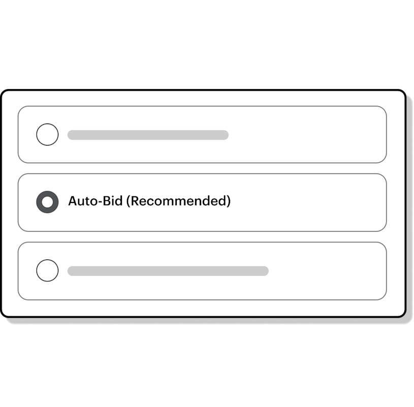 Program box showing how to select your bid strategy