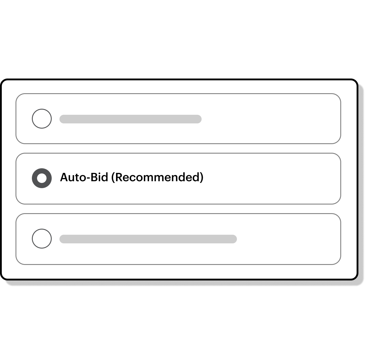 Program box showing how to select your bid strategy