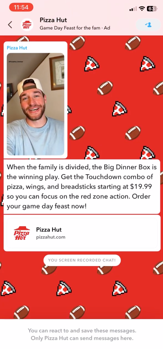 First Snap Takeover boosted reach and sales for Pizza Hut when the US brand leveraged the tool as part of its Big Dinner Box promotion in October 2025.