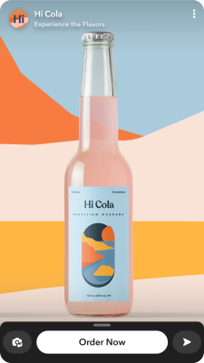 Hi Cola Snapchat Ad showing one of its bottled drinks