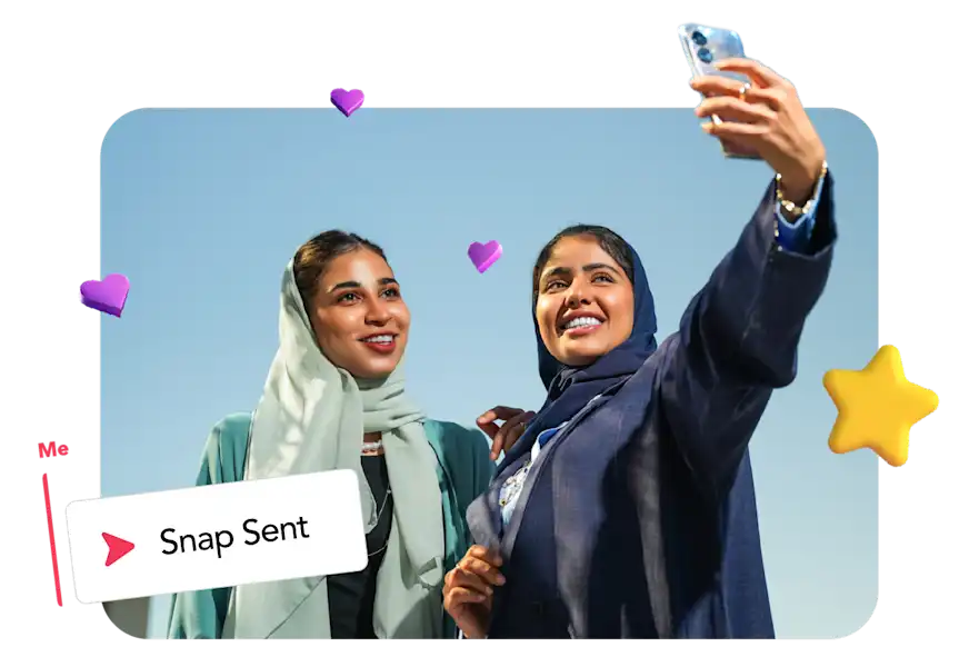 Two women taking a selfie.