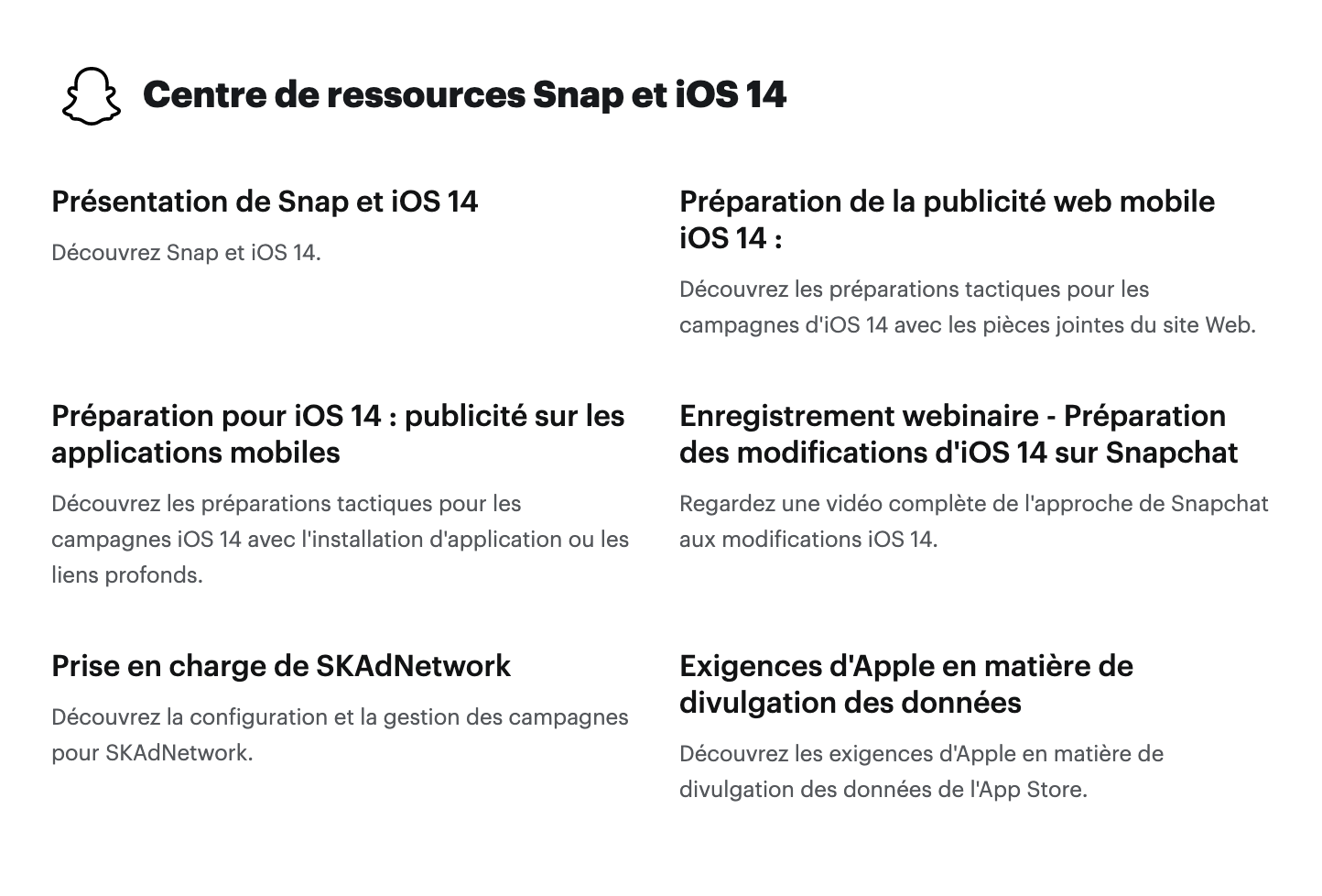 Effets des Mises Jour d iOS 14 pour les Annonceurs sur Snapchat