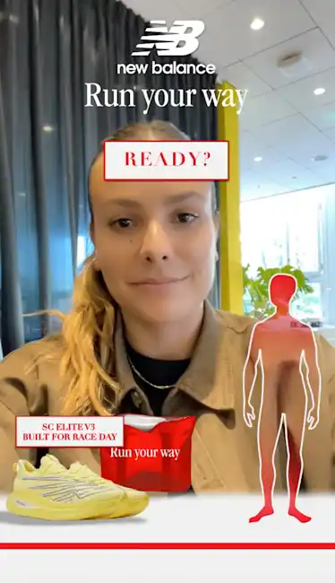 New Balance Run Your Way campaign screenshot showing AR Lens