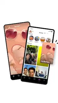 Interface de l application Snapchat montrant stories et decouverte, illustrant comment les marques atteignent de nouveaux clients.