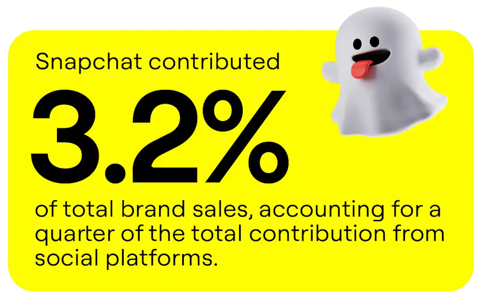 Snapchat contributed 3.2% of total brand sales, accounting for a quarter of the total contribution from social platforms.