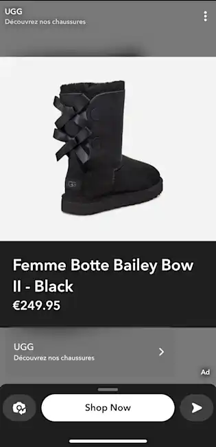Ugg ad on Snapchat
