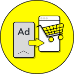 Icons of showing how to get your ad to your shopping cart