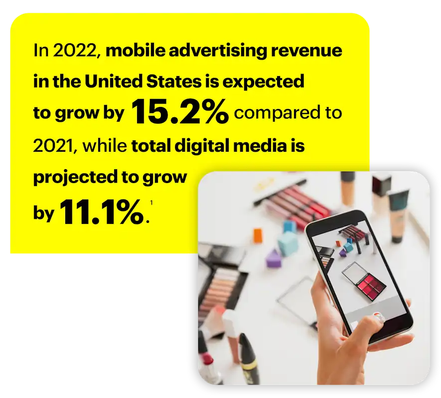In 2022, mobile advertising revenue is expected to grow by 15.2% compared to 2021, and total digital media by 11.1%