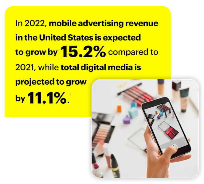 In 2022, mobile advertising revenue is expected to grow by 15.2% compared to 2021, and total digital media by 11.1%