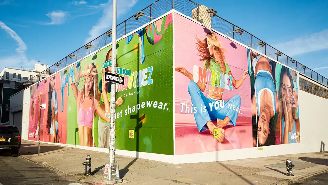 Aerie billboard advertising on city street