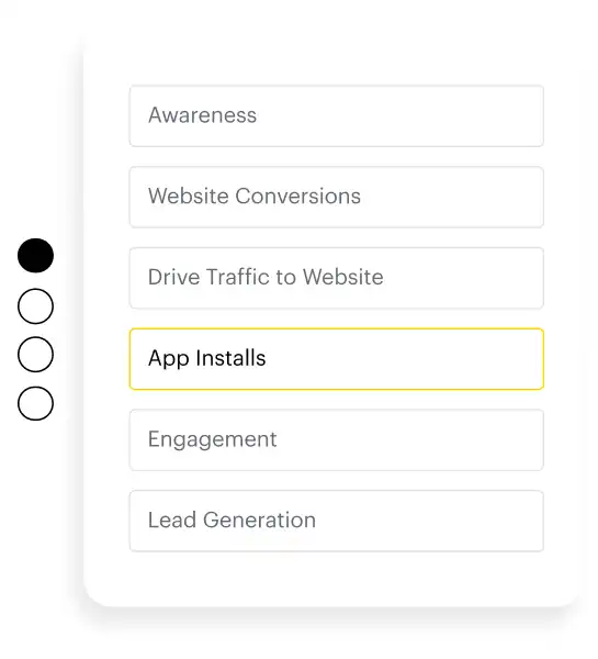 Dashboard showing what you want from your ads on Snapchat tool.