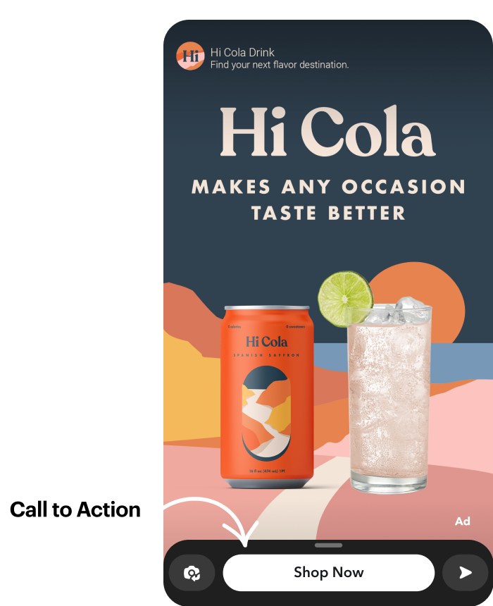 Snapchat Ad example of where the Call to Action goes