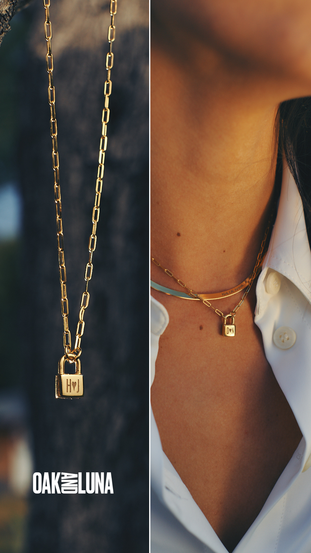 Oak&Luna Personalized Initial Lock Necklace