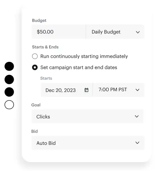 Showing how to choose your budget on the Snapchat too.