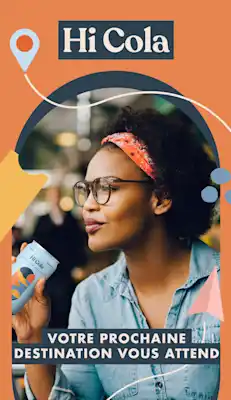 Hi Cola Snapchat Ad showing one of its bottled drinks with the tag "Your next destination is waiting for you"