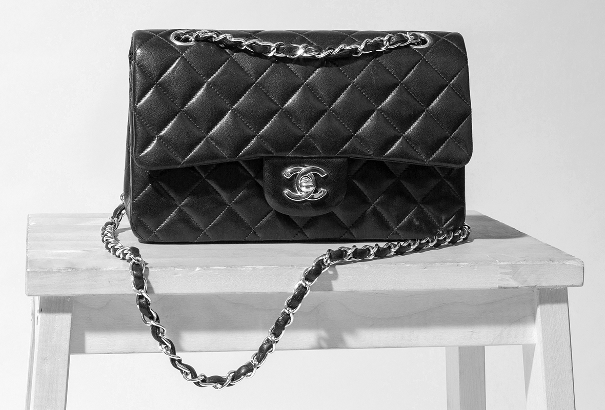 CHANEL CC QUILTED BLACK SATIN COSMOS MINI FLAP SHOULDER EVENING BAG