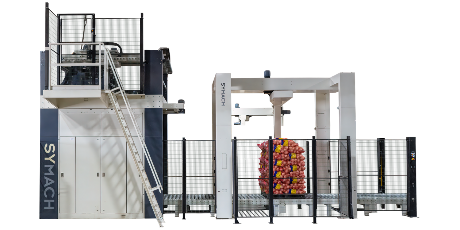 Image of the Symach Mach Series Palletizers for automated palletizing at Pepper Equipment
