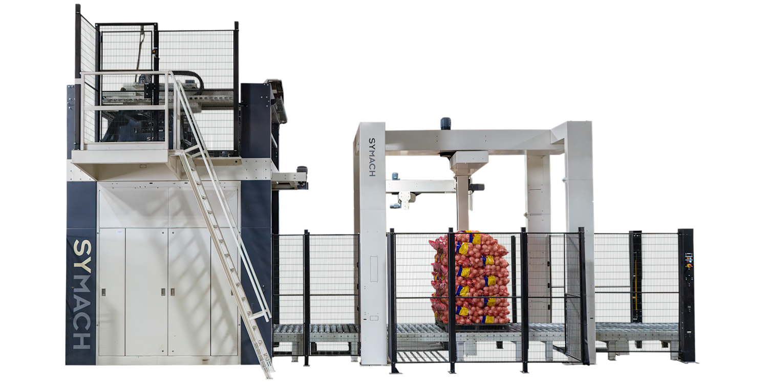 Image of the Symach Mach Series Palletizers for automated palletizing at Pepper Equipment
