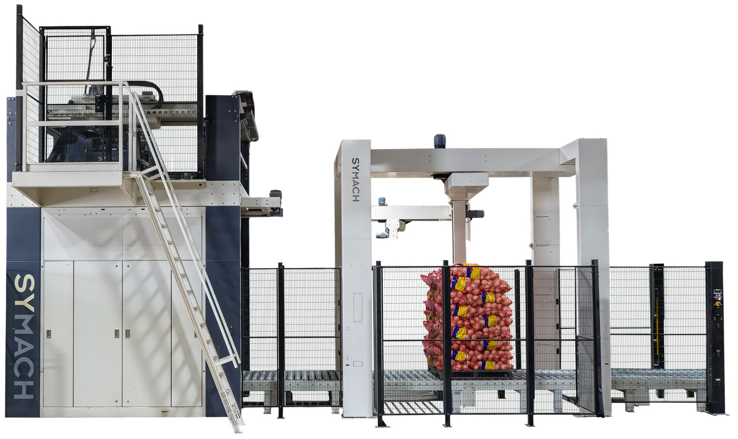 Image of the Symach Mach Series Palletizers for automated palletizing at Pepper Equipment

