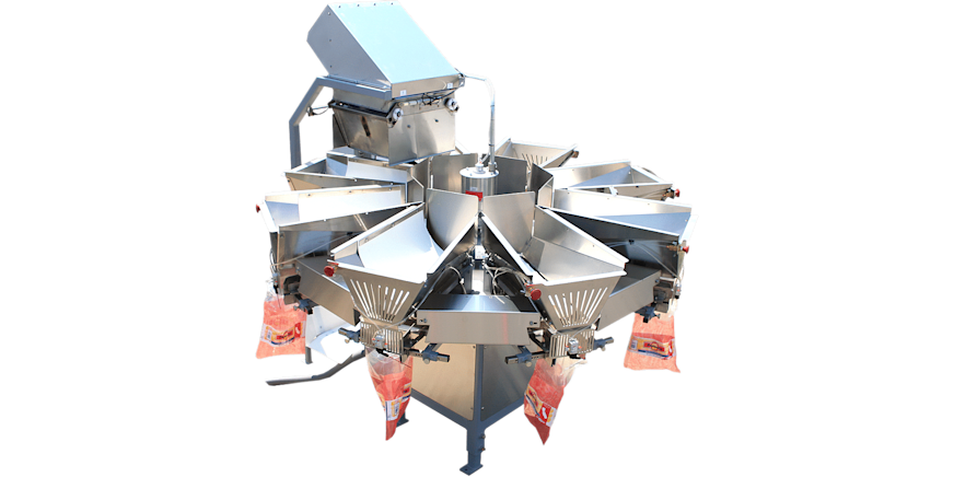 Image of the Octo-Pak Carousel Semi-Automatic Bagger for potatoes and onions from Pepper Equipment.