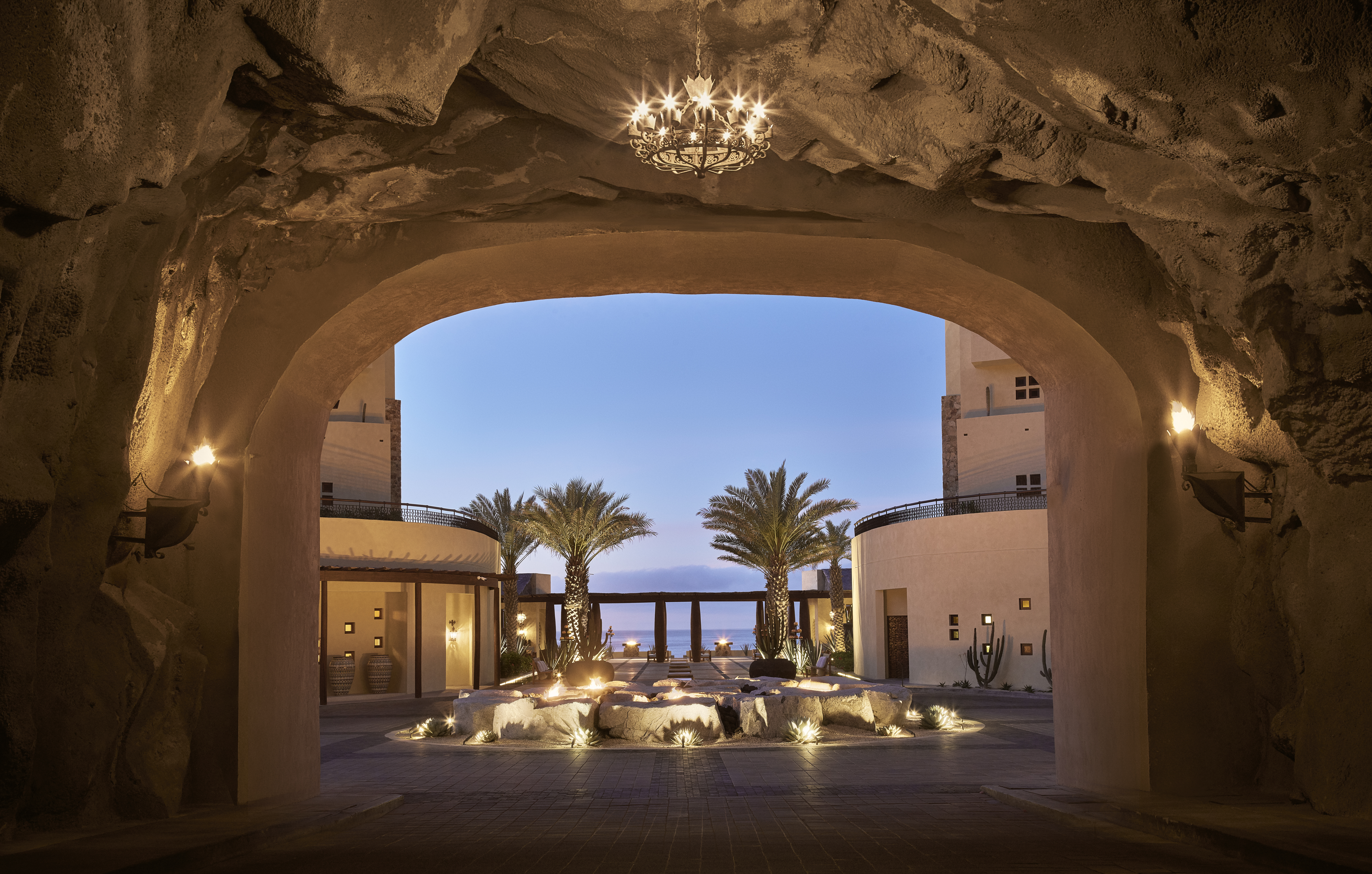 Tunnel at dusk, The Resort at Pedregal entrace