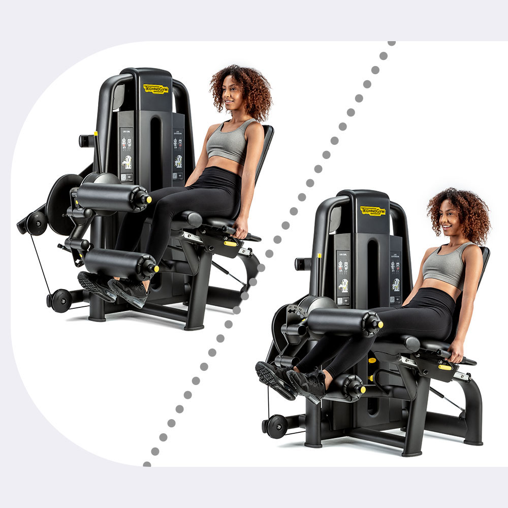 Gym machine for hamstrings & quadriceps: Technogym Dual Leg Curl