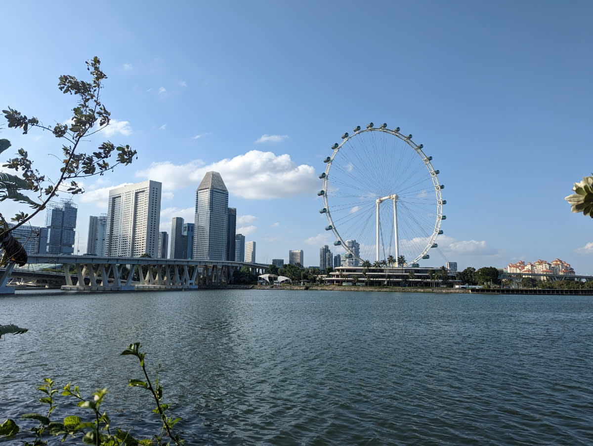 Pohled na kolo Singapore Flyer