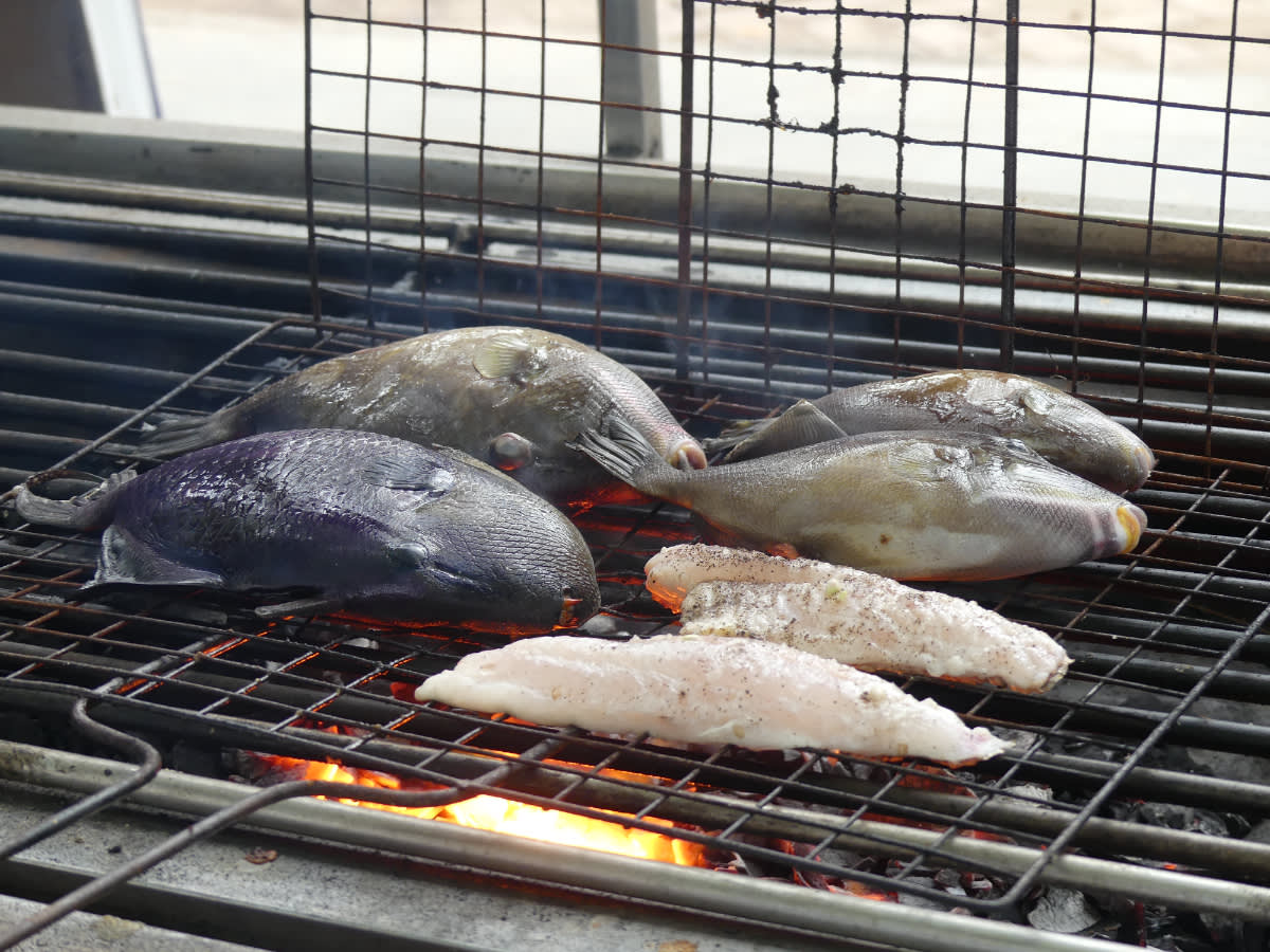 Barevné ryby na grilu