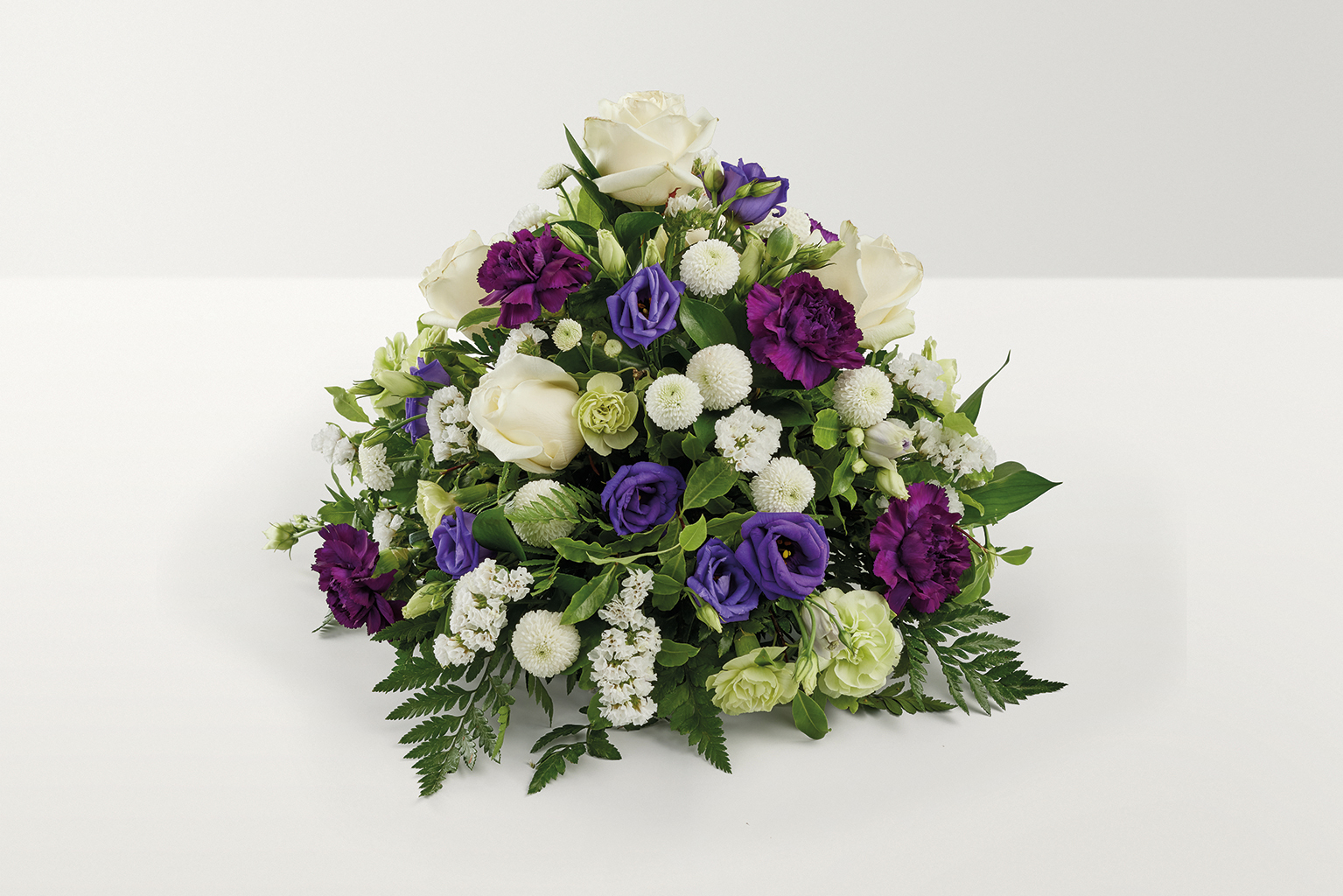 White and purple floral display