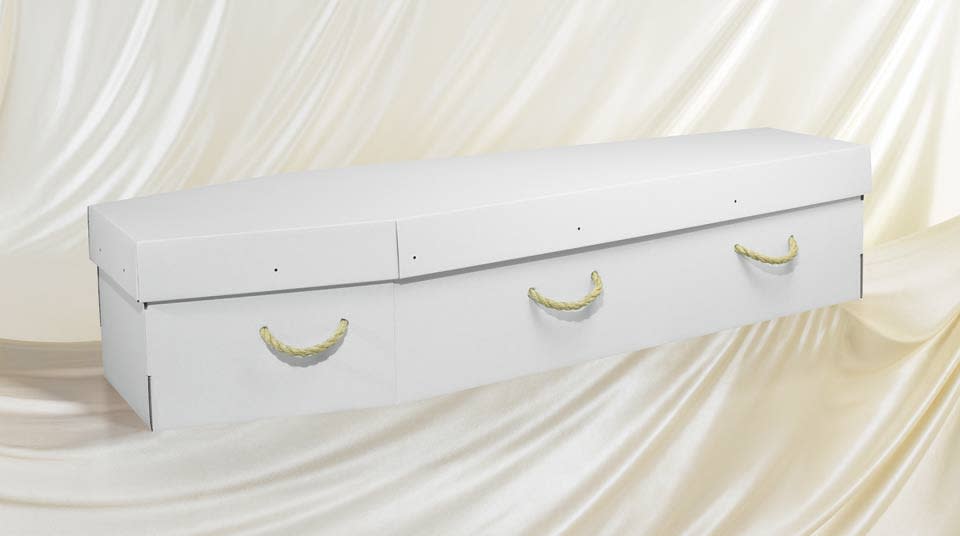 White Cardboard coffin Coop