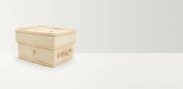 Square cream wool casket with canvas handles 