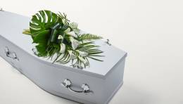 Contemporary Calla Sheaf on coffin