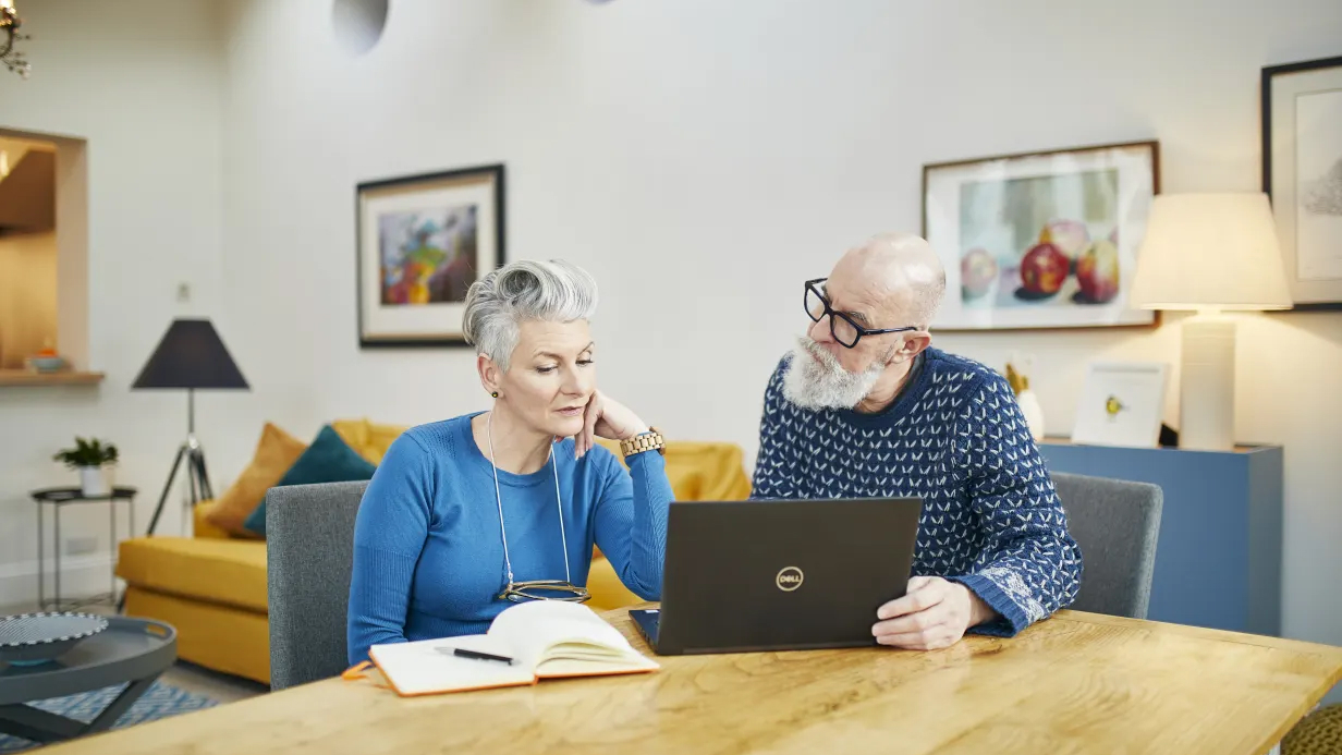 Couple talking about funeral plans
