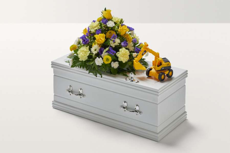 Toy digger with mixed posy