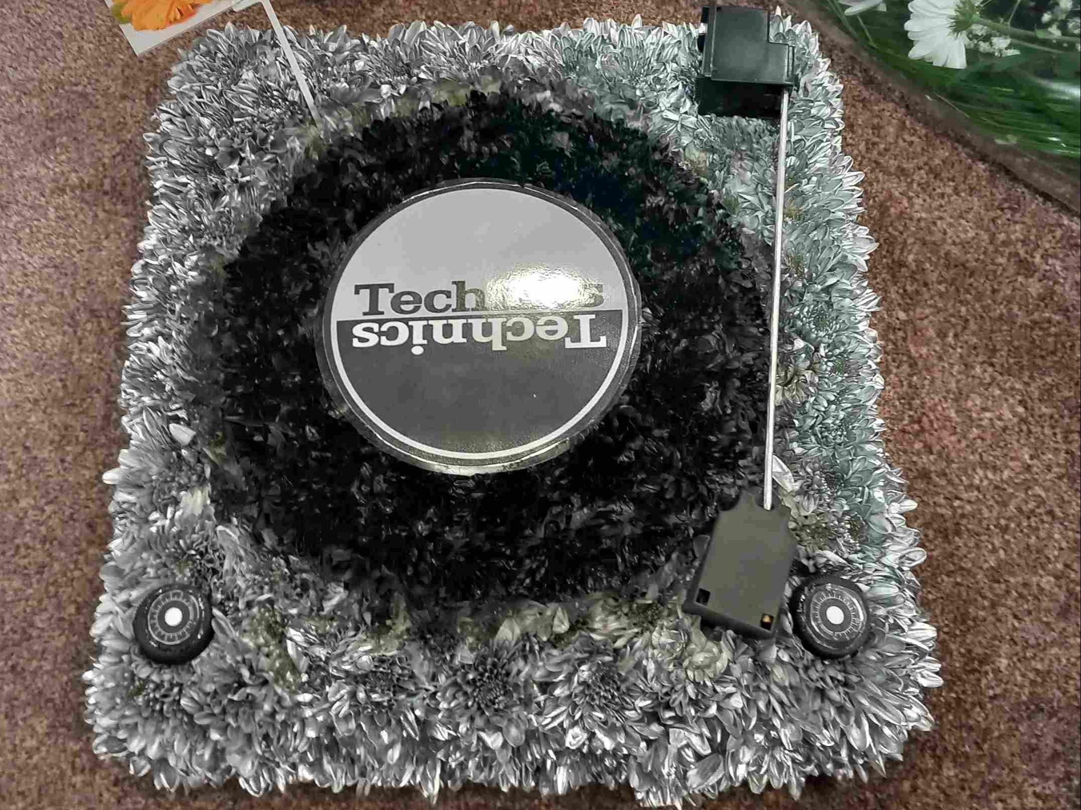 DJ Turntables floral tribute