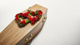 Double Heart flowers on a coffin