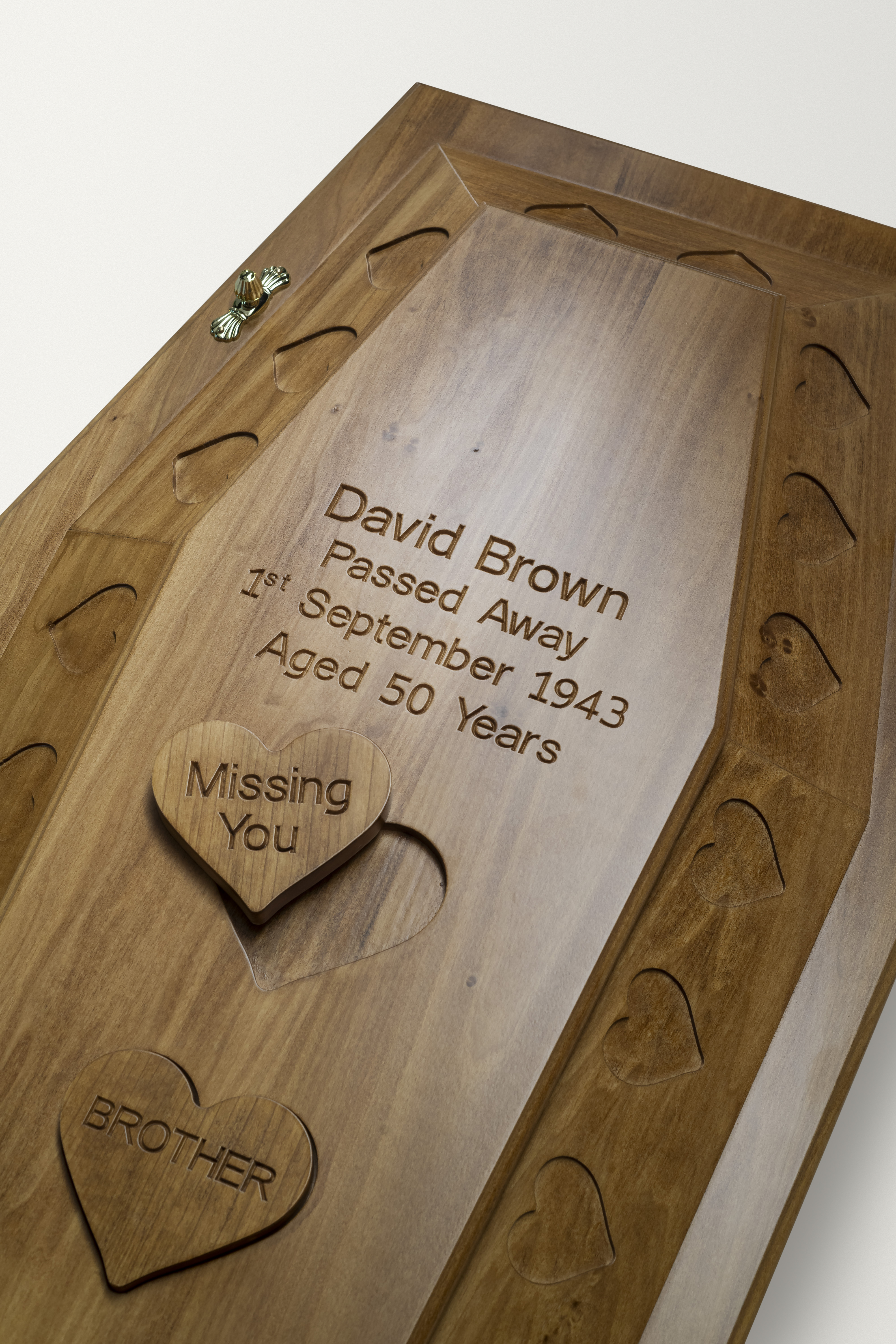 Detailed image of heartfelt coffin