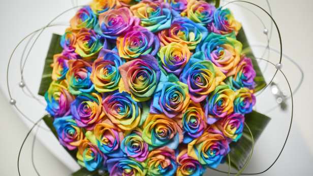 Rainbow bouquet image from above