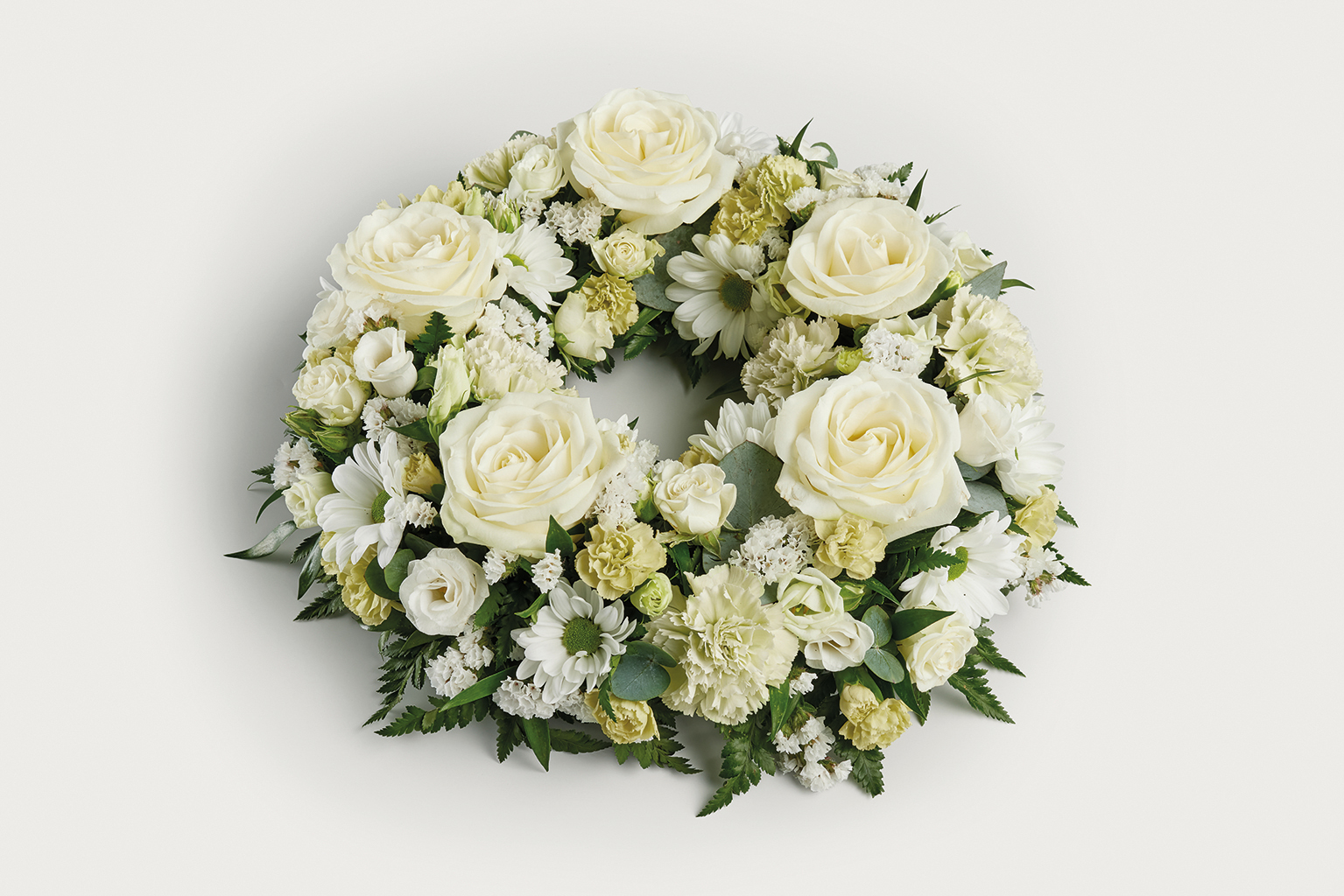 White wreath of flowers 