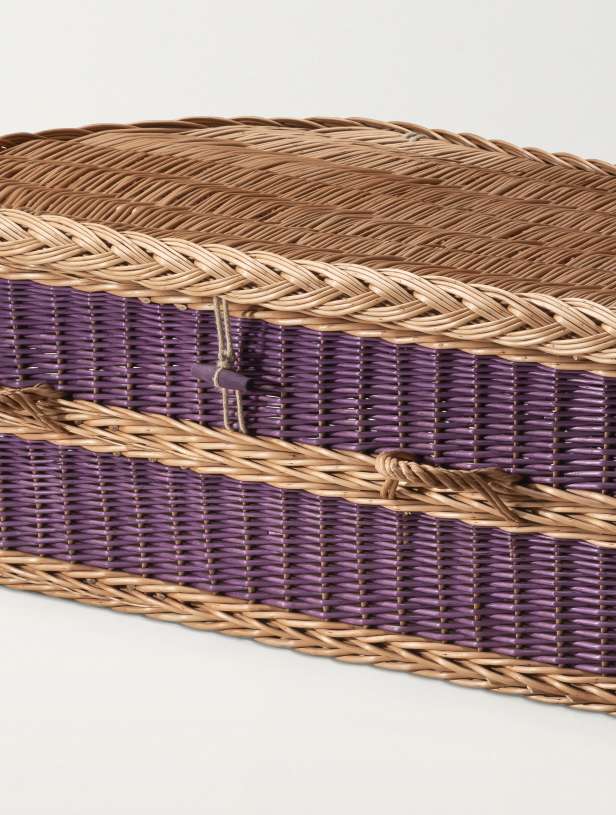 Cropped image of purple heritage willow coffin