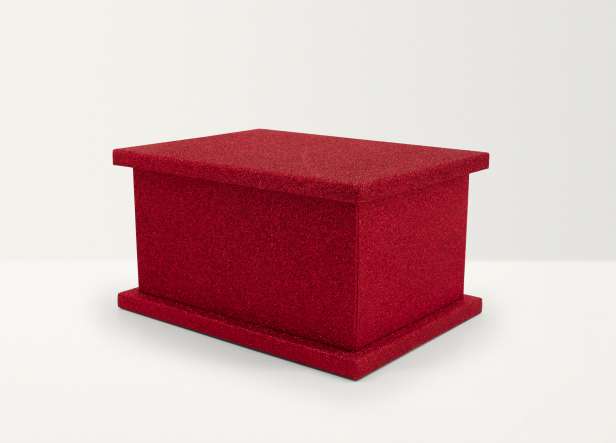 Red glitter ashes casket