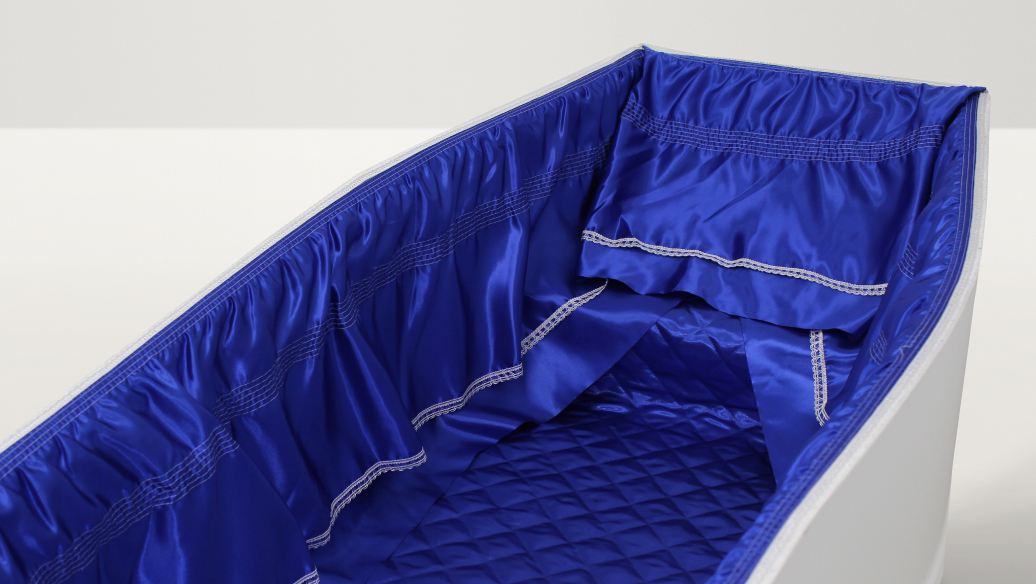 Royal blue coffin lining 