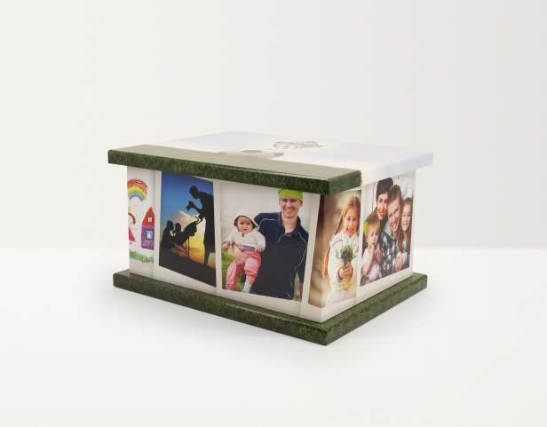 Cropped image of picture ashes casket