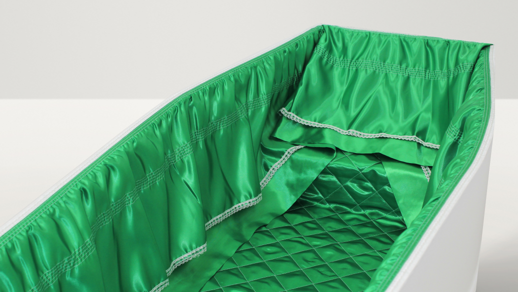 Emerald green coffin lining 