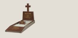 Balmoral cross & base kerb headstone set in brown stone with gold engraving