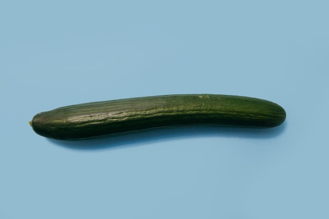 Cucumber on blue to represent erection problems