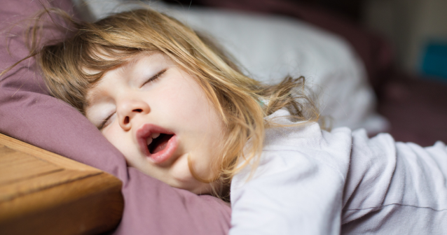 Child sleeping with mouth open snoring could have sleep apnea